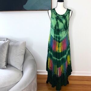 Long tie-dyed dress. One size fits all.